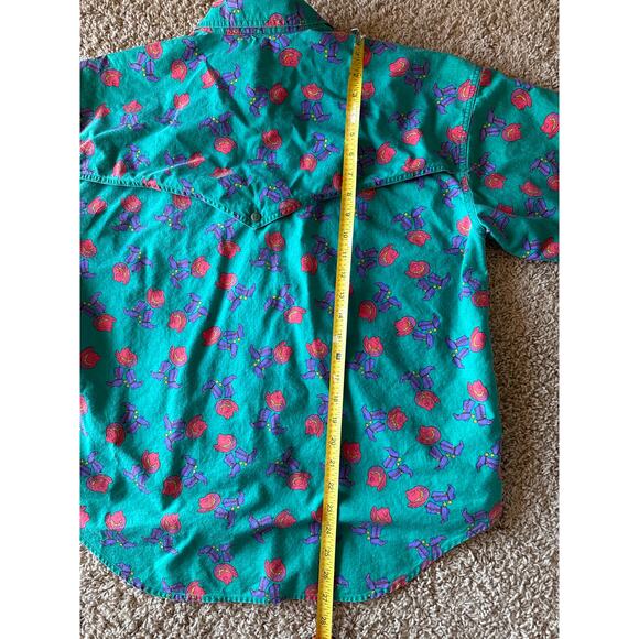 Vintage Southwest Canyon Ladies L Cowboy Hat and Boots Green Western Button Up - Picture 6 of 6